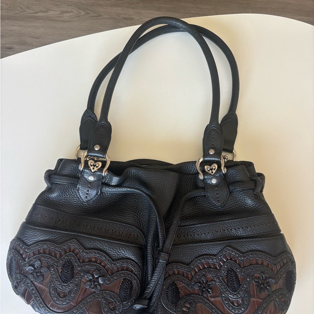 Elegant Black and Brown Handbag
